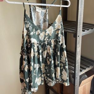 Green floral tank